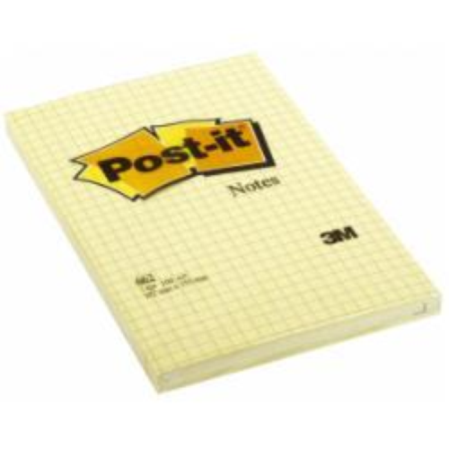 3M POST-IT LARGE NOTE 662 BLOCCHETTI 100 FOGLI POST-IT A QUADRETTI 102MMx152MM COLORE GIALLO CONF. 6 Pz.